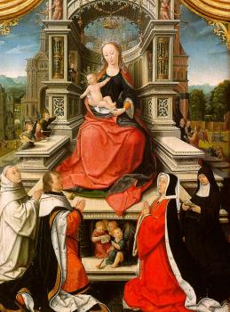 簡 貝勒岡佈 The Retable of Le Cellier (triptych), central panel featuring The Virgin & Child